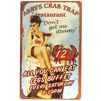 Abby's Crab Trap Restaurant Sign Funny Metal Nautical Bar Decor