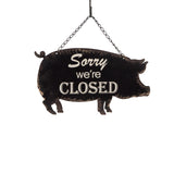2 Sided Tin Pig OPEN CLOSED Door Sign Shop/Restaurant/Business/Store Wall Decor