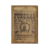 Outlaw Billy the Kid Wood Funeral Poster Bar/Pub Sign Old West Decor