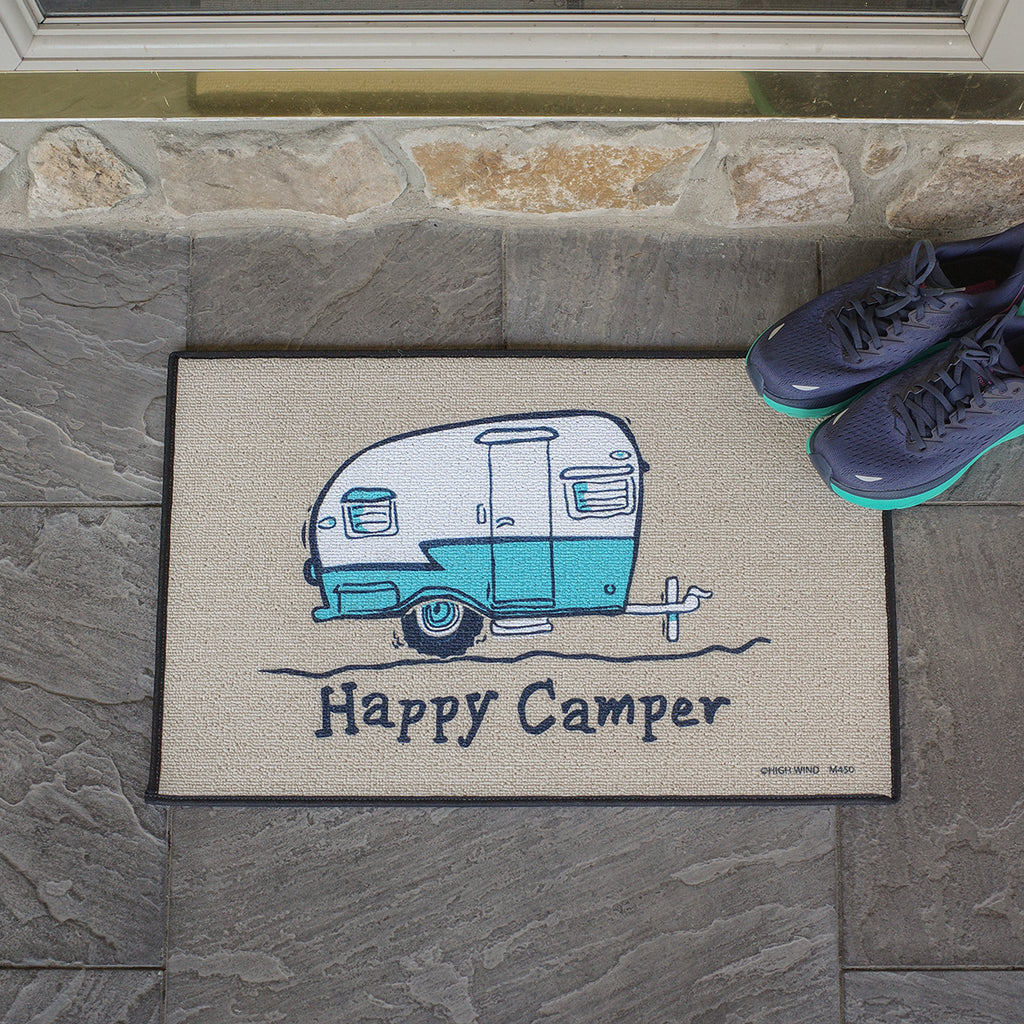 Happy Camper Funny Door Mat Rug Welcome Mat for Front Door RV